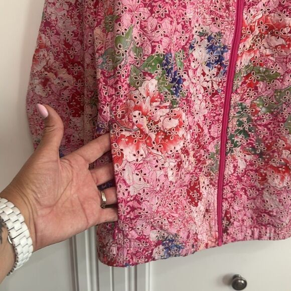 Johnny‎ Was Pink Floral Bomber Jacket Bee Active Eyelet - Picture 3 of 6